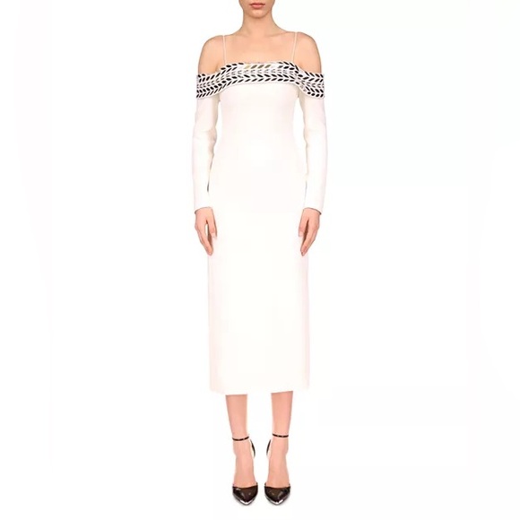 David Koma Dresses & Skirts - David Koma Plexi Tire White Off Shoulder Midi Dress